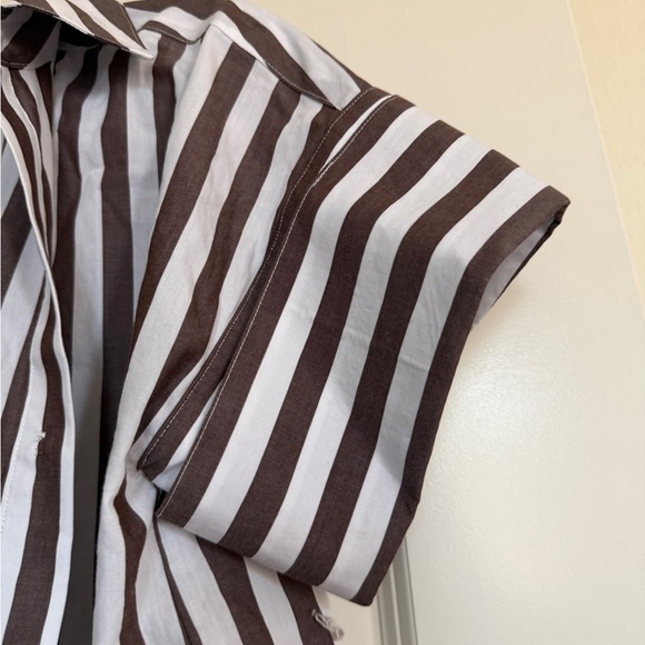 Christian Lacroix Brown and White Striped Top - Picture 2 of 3